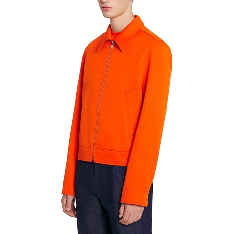 New Arrival High Quality Custom Logo Blank Shirt Collar Detail Zip Up Jacket Hot Sale Bright Solid Color Men's Jacket