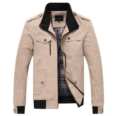 Pure Cotton Outdoor Casual Thin Stand Collar Long Sleeve Zipper Men's Jackets