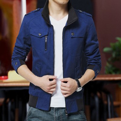 Pure Cotton Outdoor Casual Thin Stand Collar Long Sleeve Zipper Men's Jackets