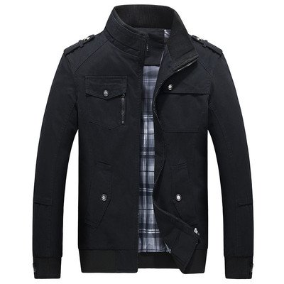 Pure Cotton Outdoor Casual Thin Stand Collar Long Sleeve Zipper Men's Jackets