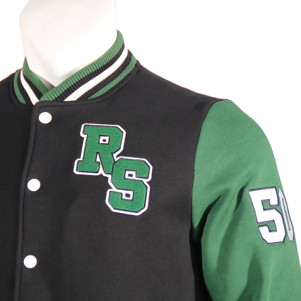 2024 New design street green pilot bomber jacket with chenille patches chic embroidery graffiti letterman varsity jackets