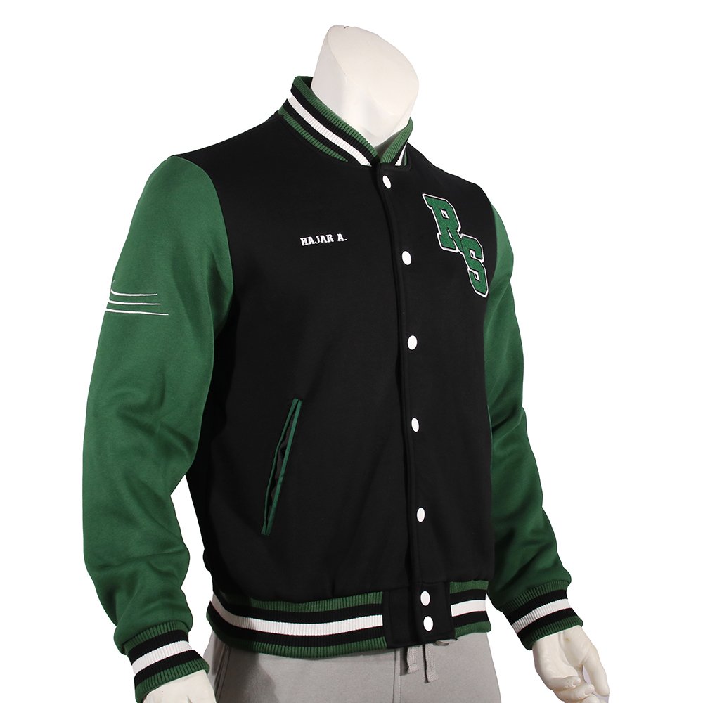 2024 New design street green pilot bomber jacket with chenille patches chic embroidery graffiti letterman varsity jackets