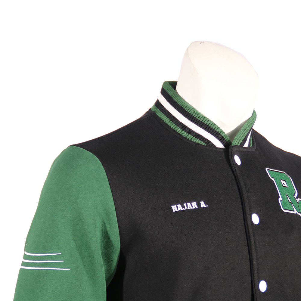 2024 New design street green pilot bomber jacket with chenille patches chic embroidery graffiti letterman varsity jackets