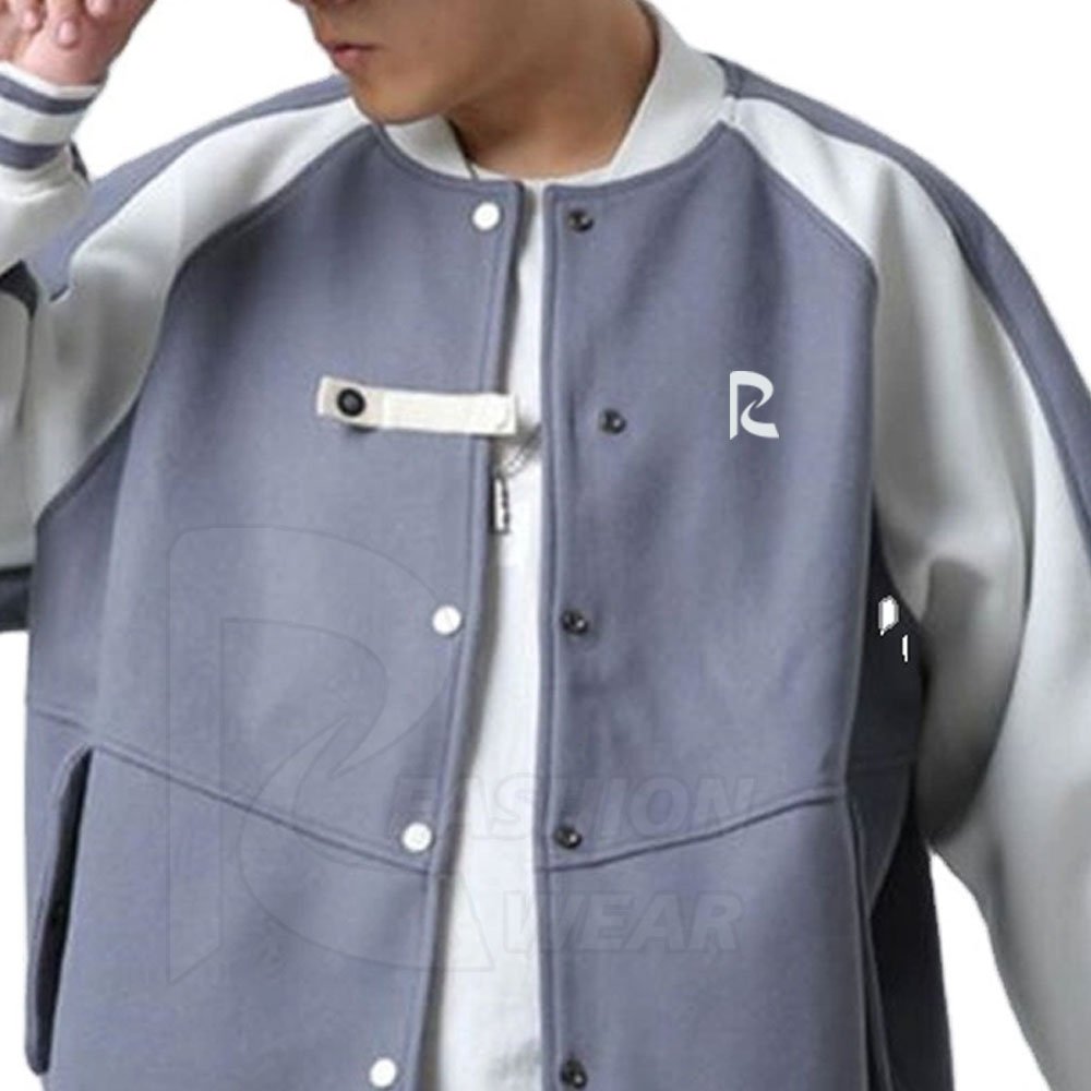 High Quality Custom Wholesale Men's Grey Baseball Letterman College Jacket Puffer Pullover Single Leather OEM Service Available