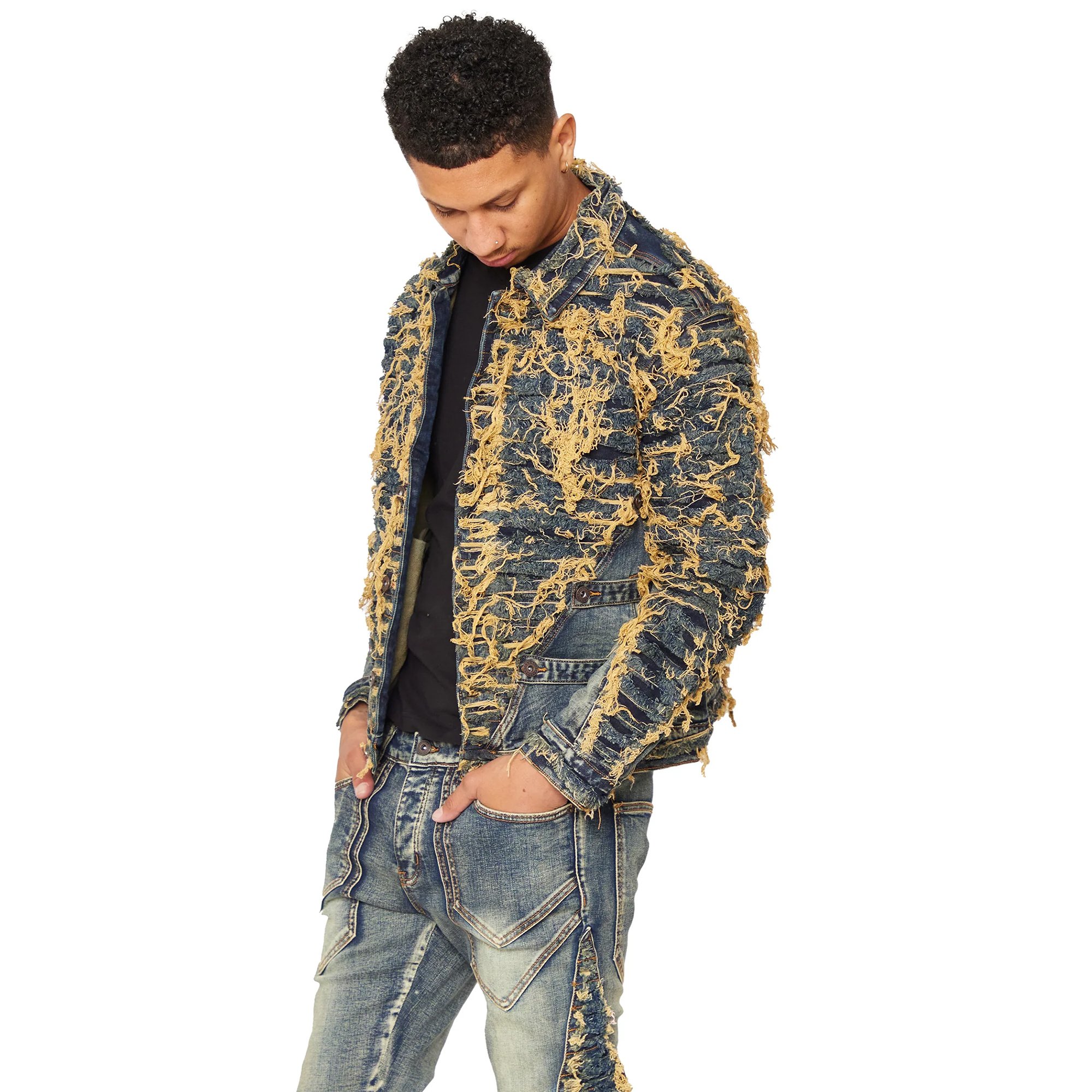 Mingwei ODM/OEM Pigment Washed Destroy Men's Jackets Plus Size Jean Denim Jacket Men