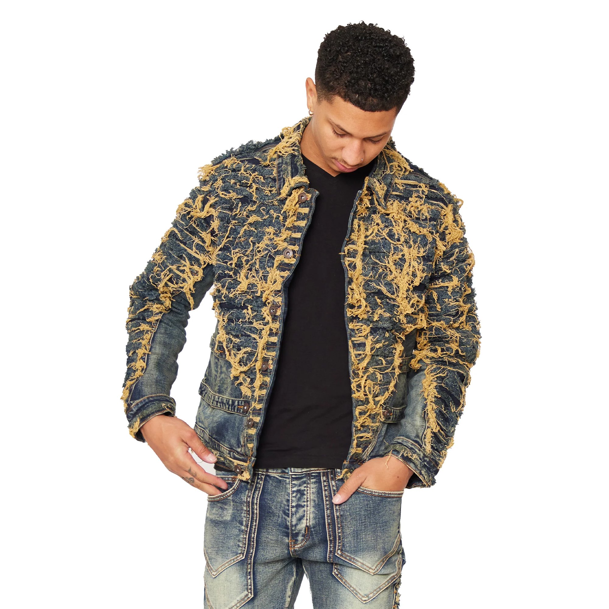 Mingwei ODM/OEM Pigment Washed Destroy Men's Jackets Plus Size Jean Denim Jacket Men