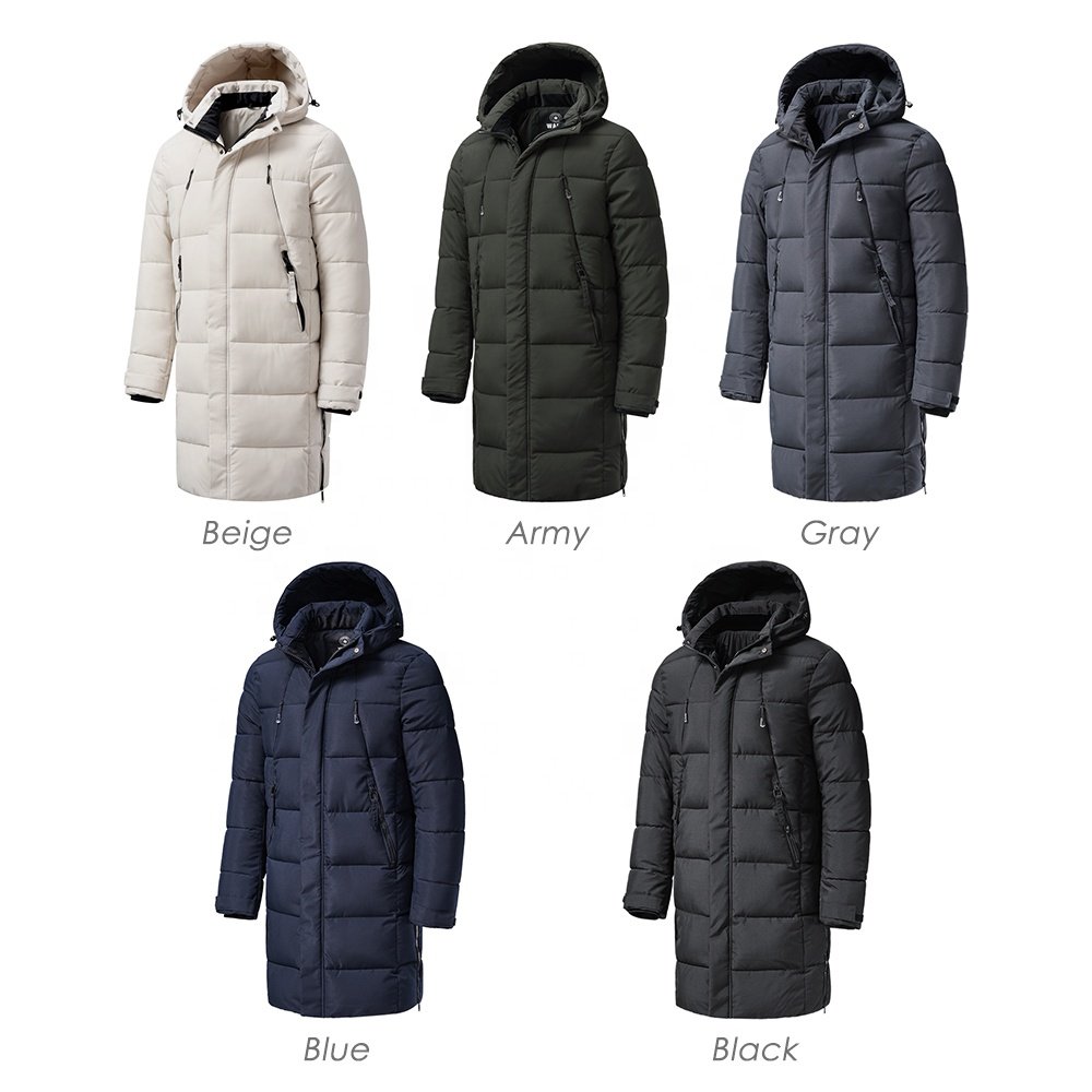 Custom Over sized Solid Color Winter Warm Bubble Thick Down Puffer Jacket With Hooded Long Sleeve Coat For Men