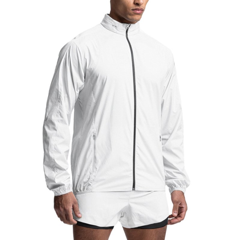 Custom Sportswear Men's Running Jacket Custom Reflective Logo Zip Up Hoodies Polyester Windbreaker Jacket