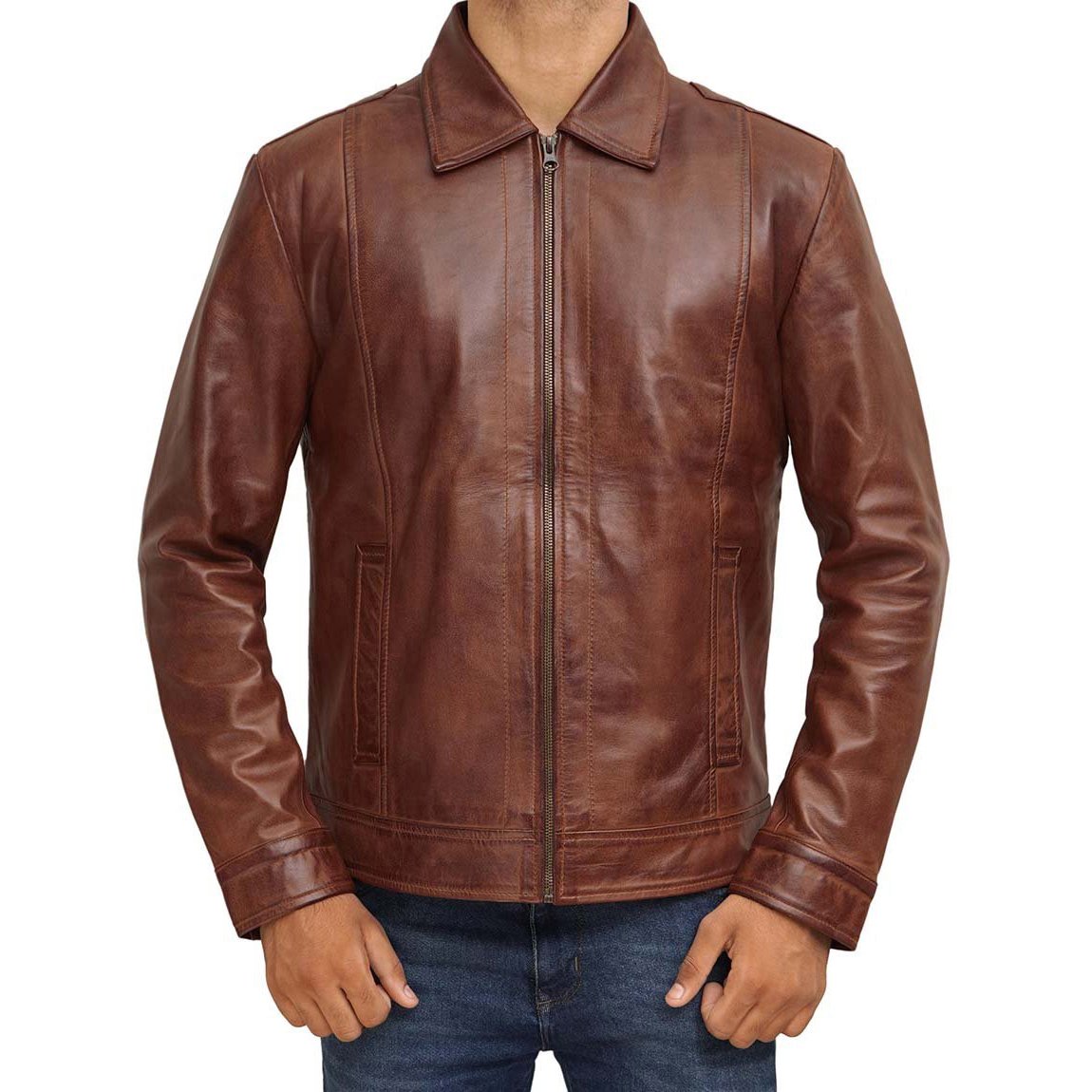 Men's Fashion Customized Heavy Style Leather Jacket Real Cow Skin Men's Full Sleeves Leather Jacket