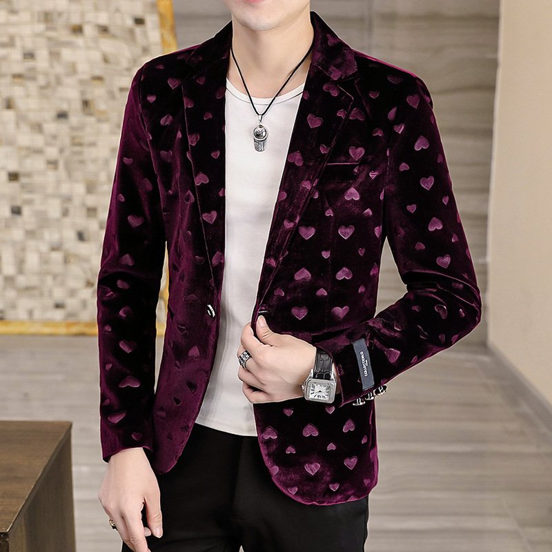 Gold velvet casual suit men's jacket 2021 autumn new slim handsome suit men's jacket M-4XL