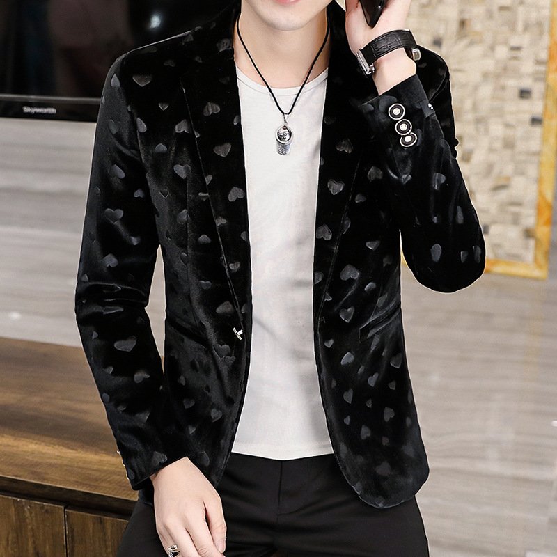 Gold velvet casual suit men's jacket 2021 autumn new slim handsome suit men's jacket M-4XL