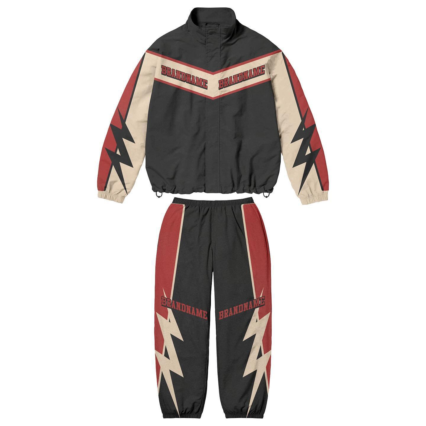 Custom Streetwear Sublimation Printing Zip Up Vintage Waterproof Windbreaker Men's Sportswear Jacket Set