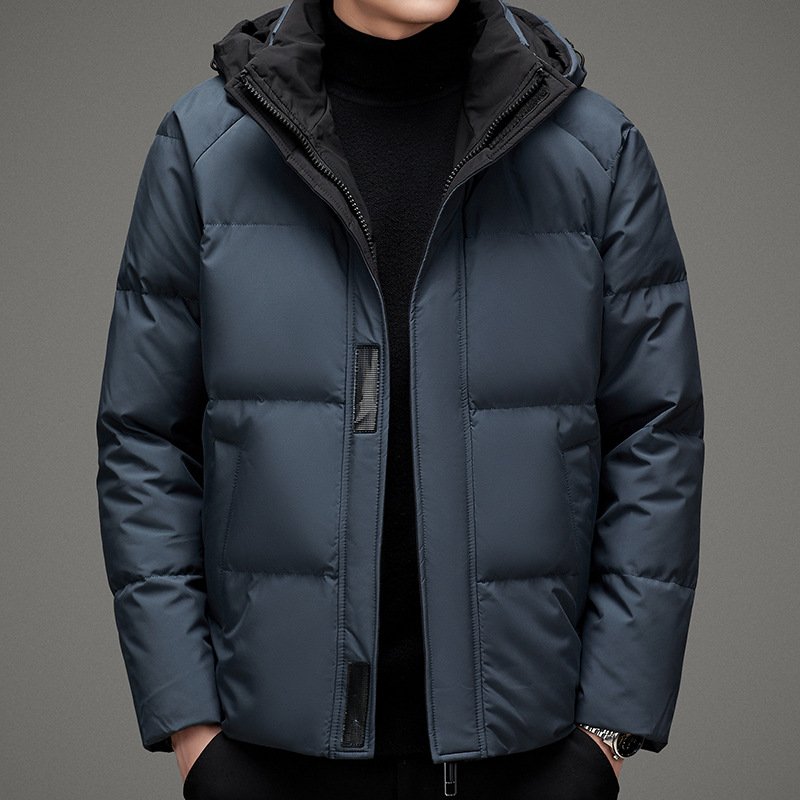 Factory Supply Men's Jacket Winter Customized Casual Wear Loose Windproof Warm Plus Size Solid Color Hooded Woven Canvas Pocket