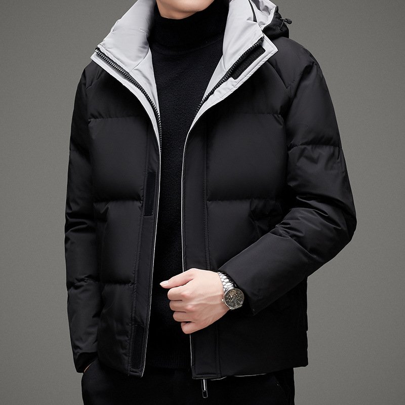 Factory Supply Men's Jacket Winter Customized Casual Wear Loose Windproof Warm Plus Size Solid Color Hooded Woven Canvas Pocket