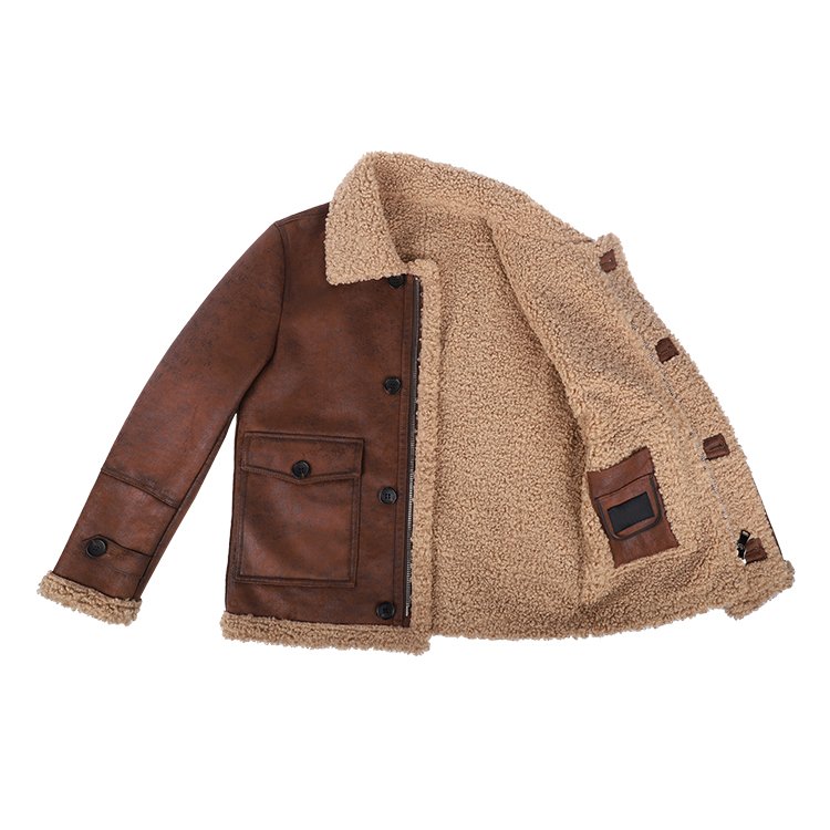 Men'S Jackets Coats Winter Faux Fur Lined Aviator Shearling Streetwear Motorcycle 100% Polyester Suede Fabric Leather Jacket For