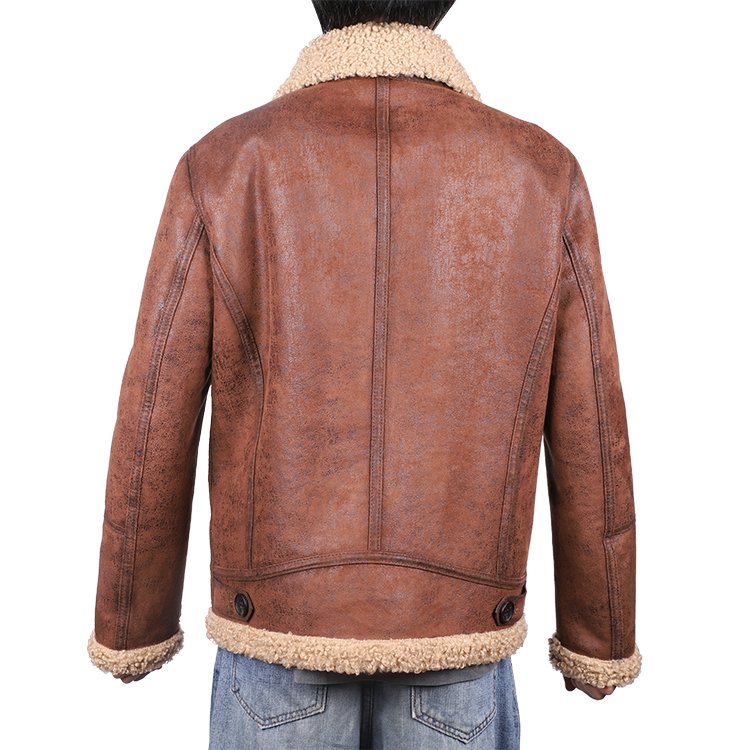 Men'S Jackets Coats Winter Faux Fur Lined Aviator Shearling Streetwear Motorcycle 100% Polyester Suede Fabric Leather Jacket For