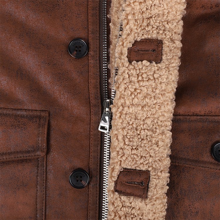 Men'S Jackets Coats Winter Faux Fur Lined Aviator Shearling Streetwear Motorcycle 100% Polyester Suede Fabric Leather Jacket For