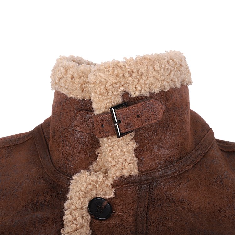 Men'S Jackets Coats Winter Faux Fur Lined Aviator Shearling Streetwear Motorcycle 100% Polyester Suede Fabric Leather Jacket For