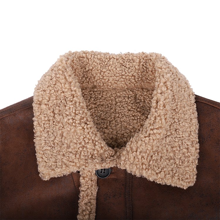 Men'S Jackets Coats Winter Faux Fur Lined Aviator Shearling Streetwear Motorcycle 100% Polyester Suede Fabric Leather Jacket For