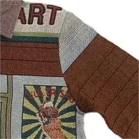 Custom tapestry outdoor jacket crew necks men's sweater all plus sizes woven jacquard hoodie fleece sweater jacket