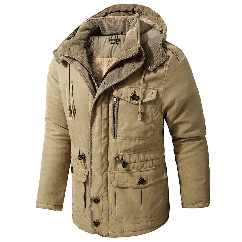 TONGYANG US Size Men's Fashion Thicken Parkas Warm Winter Jacket For Men Cashmere Fleece Coats Outdoor Male Hooded Outwear