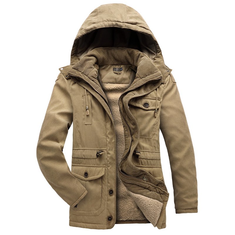 TONGYANG US Size Men's Fashion Thicken Parkas Warm Winter Jacket For Men Cashmere Fleece Coats Outdoor Male Hooded Outwear