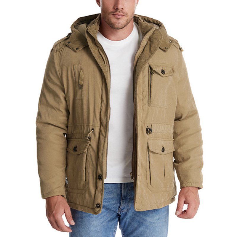 TONGYANG US Size Men's Fashion Thicken Parkas Warm Winter Jacket For Men Cashmere Fleece Coats Outdoor Male Hooded Outwear