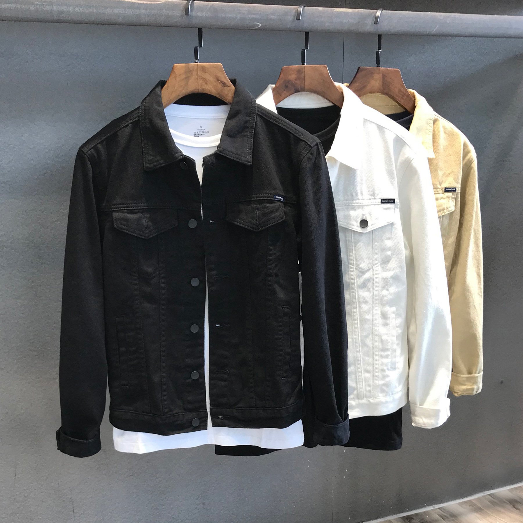 Spring Autumn Custom logo Jacket Slim Fit Fashion Casual Style Men's Denim Jacket Korean Style Cool Man Jacket