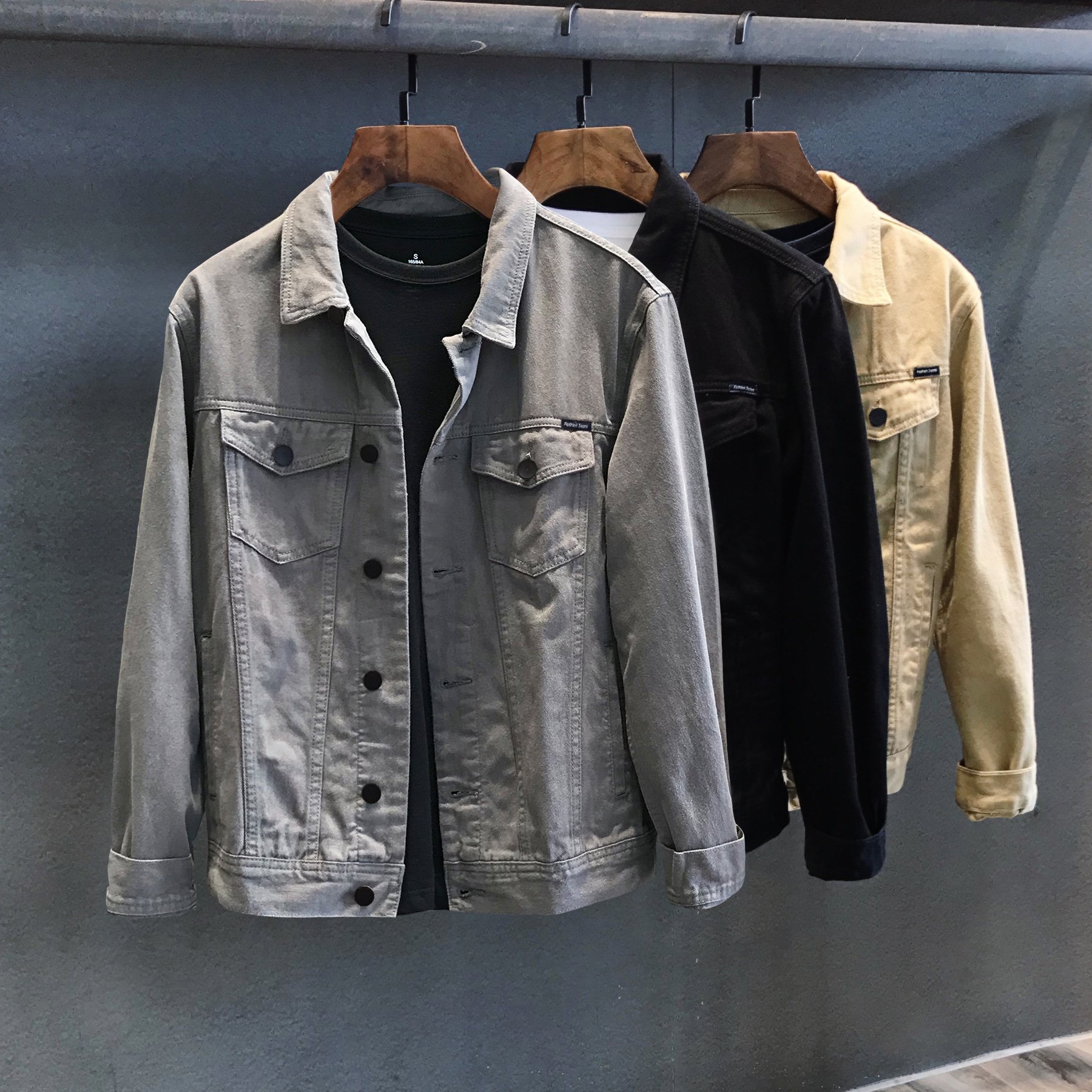 Spring Autumn Custom logo Jacket Slim Fit Fashion Casual Style Men's Denim Jacket Korean Style Cool Man Jacket