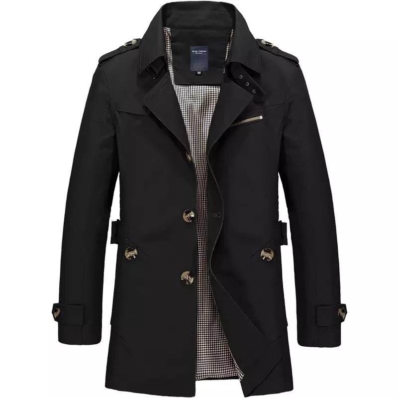 Autumn Men's New Casual Men's Jackets Work Jacket Cotton Washed Trench Coat upgrowing