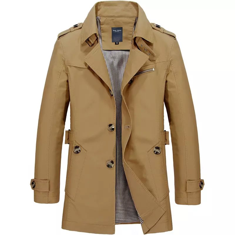 Autumn Men's New Casual Men's Jackets Work Jacket Cotton Washed Trench Coat upgrowing