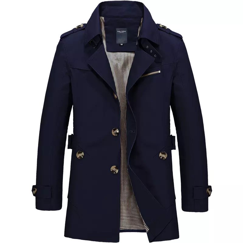 Autumn Men's New Casual Men's Jackets Work Jacket Cotton Washed Trench Coat upgrowing