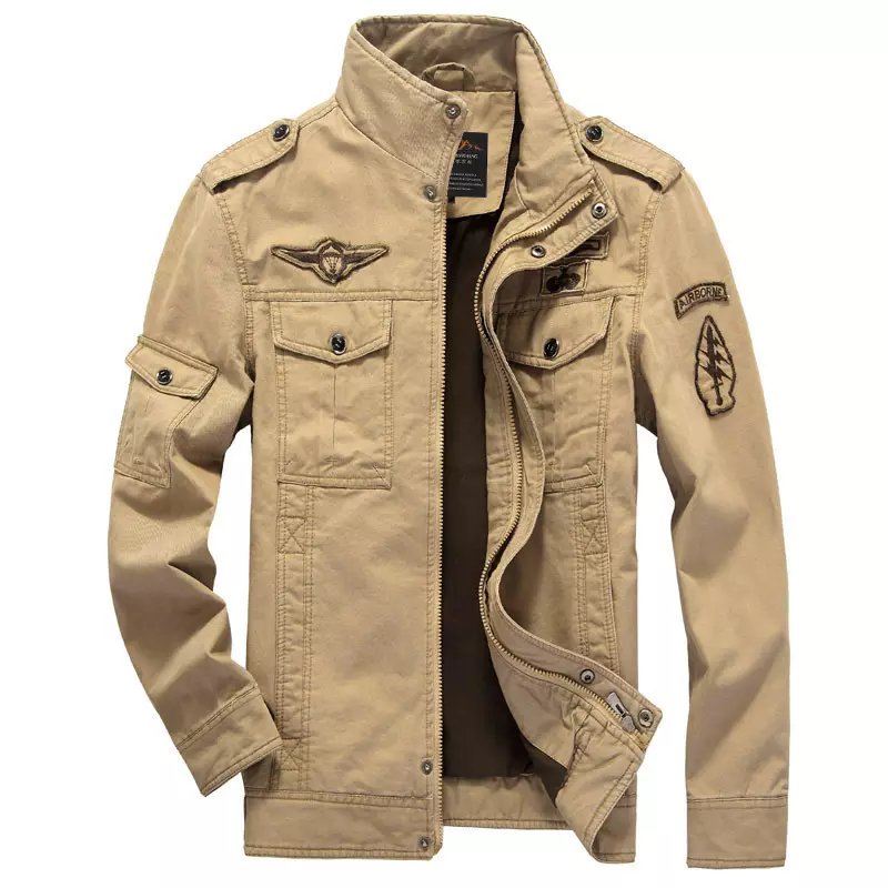 Autumn Men's New Casual Men's Jackets Work Jacket Cotton Washed Trench Coat upgrowing