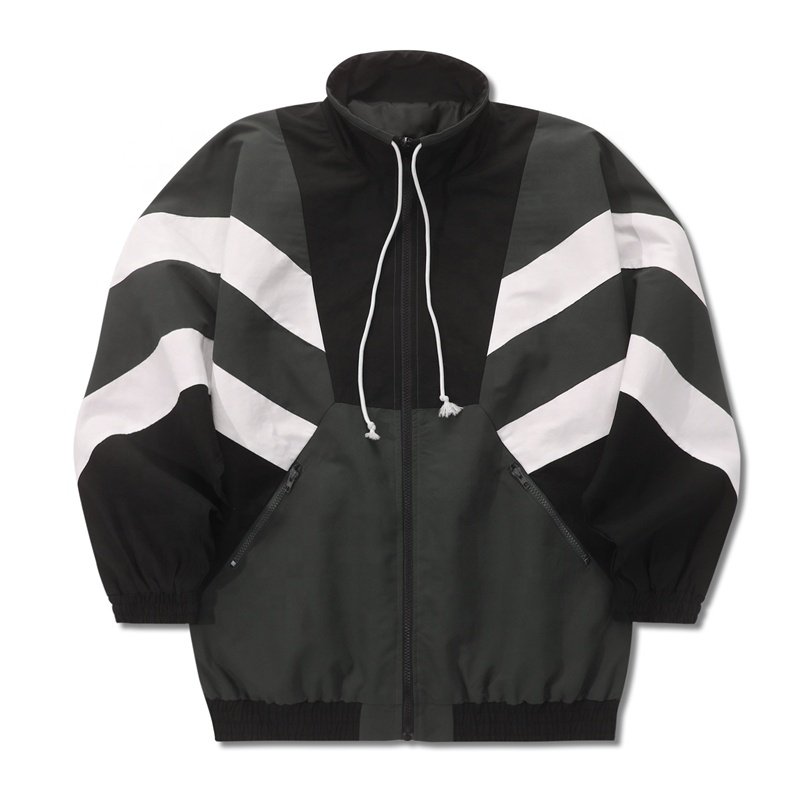 In-stock Item Vintage Splicing With Drawstrings Loose Windproof Men's Jacket