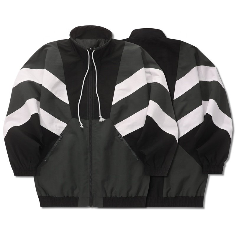 In-stock Item Vintage Splicing With Drawstrings Loose Windproof Men's Jacket