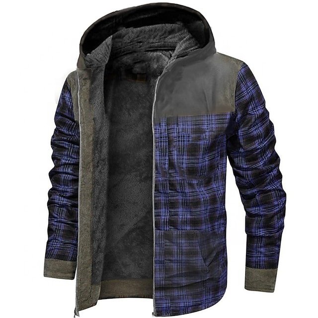 Wholesale Winter Clothing Men's Full Zip Hoodie Jacket Tartan Graphic 3D Print Casual Daily Sports Warm Comfortable Jacket Coat
