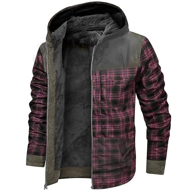 Wholesale Winter Clothing Men's Full Zip Hoodie Jacket Tartan Graphic 3D Print Casual Daily Sports Warm Comfortable Jacket Coat