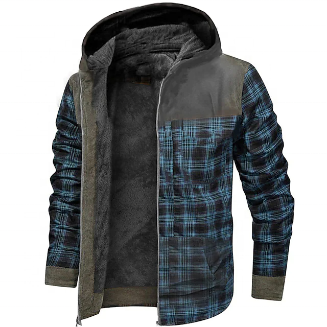 Wholesale Winter Clothing Men's Full Zip Hoodie Jacket Tartan Graphic 3D Print Casual Daily Sports Warm Comfortable Jacket Coat