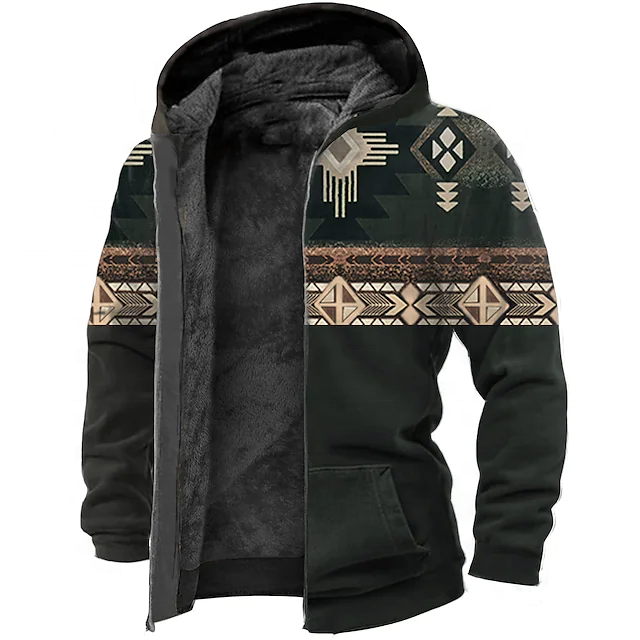 Wholesale Winter Clothing Men's Full Zip Hoodie Jacket Tartan Graphic 3D Print Casual Daily Sports Warm Comfortable Jacket Coat