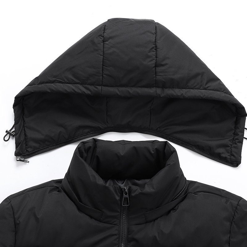 Removable Hat Thickened Puffer Padded 100% Polyester Zip Up Solid Color Wholesale Autumn Clothes Jacket For Men Winter