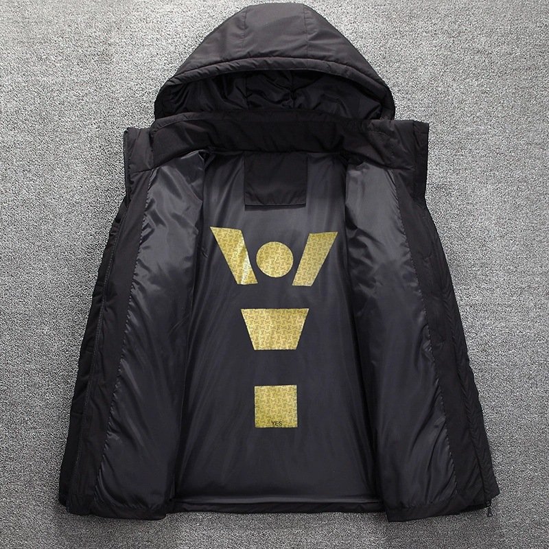 Men's Winter Warm White Duck Parka Jacket Solid Color Hooded Puffer Coat Thick Coats for Outdoor Plus Size Available