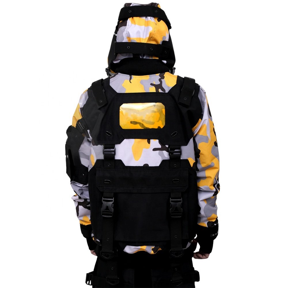 Techwear Men's Waterproof Outdoor Sports Jacket in Black Spring Autumn Trend with Leather accents Trendy Brand for Couples Tops