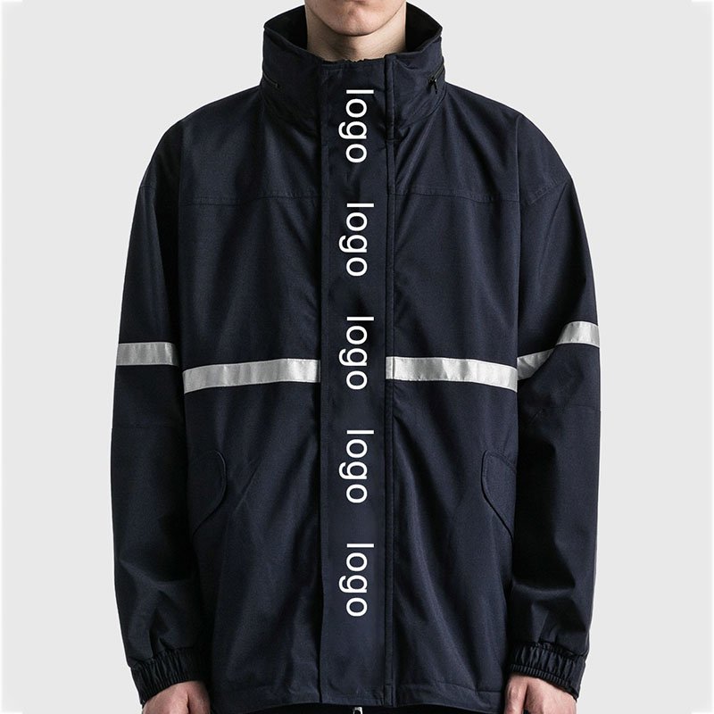 Custom personal logo plus size men's jackets with reflective stripe windbreaker jacket