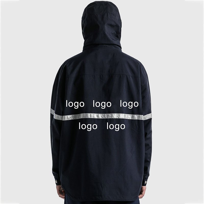 Custom personal logo plus size men's jackets with reflective stripe windbreaker jacket
