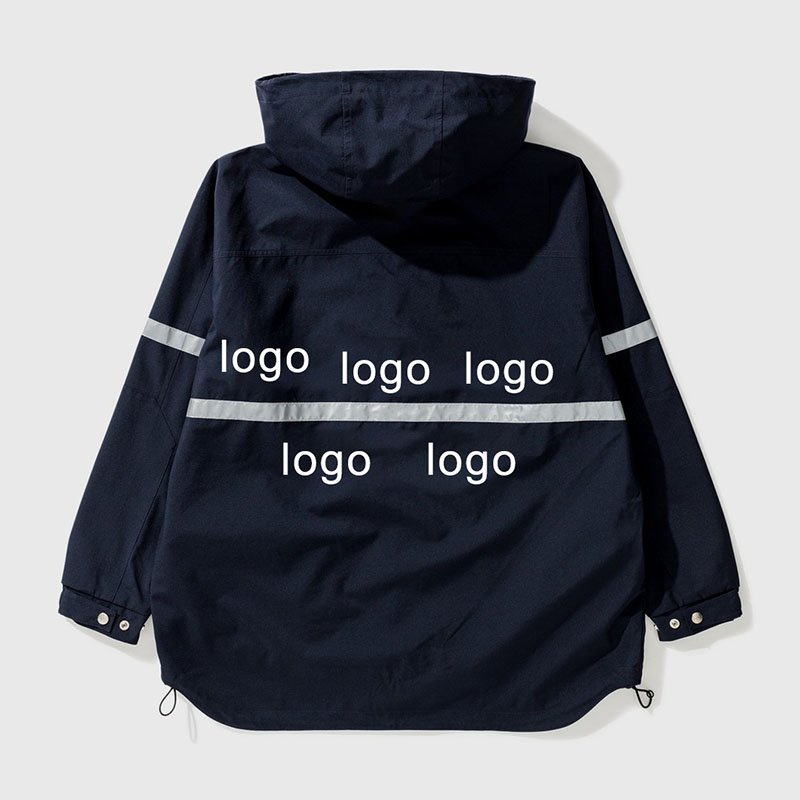 Custom personal logo plus size men's jackets with reflective stripe windbreaker jacket