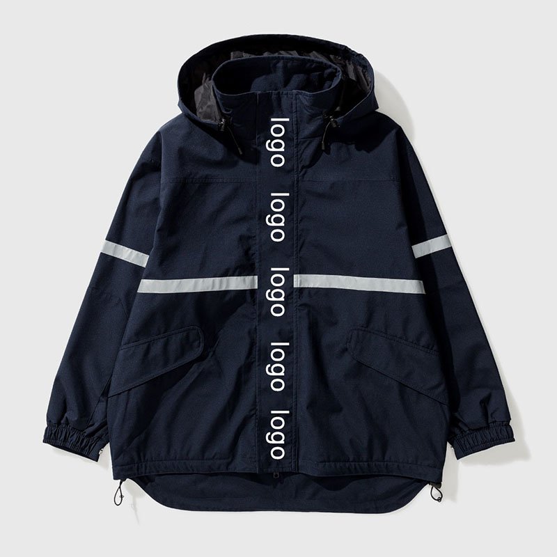 Custom personal logo plus size men's jackets with reflective stripe windbreaker jacket