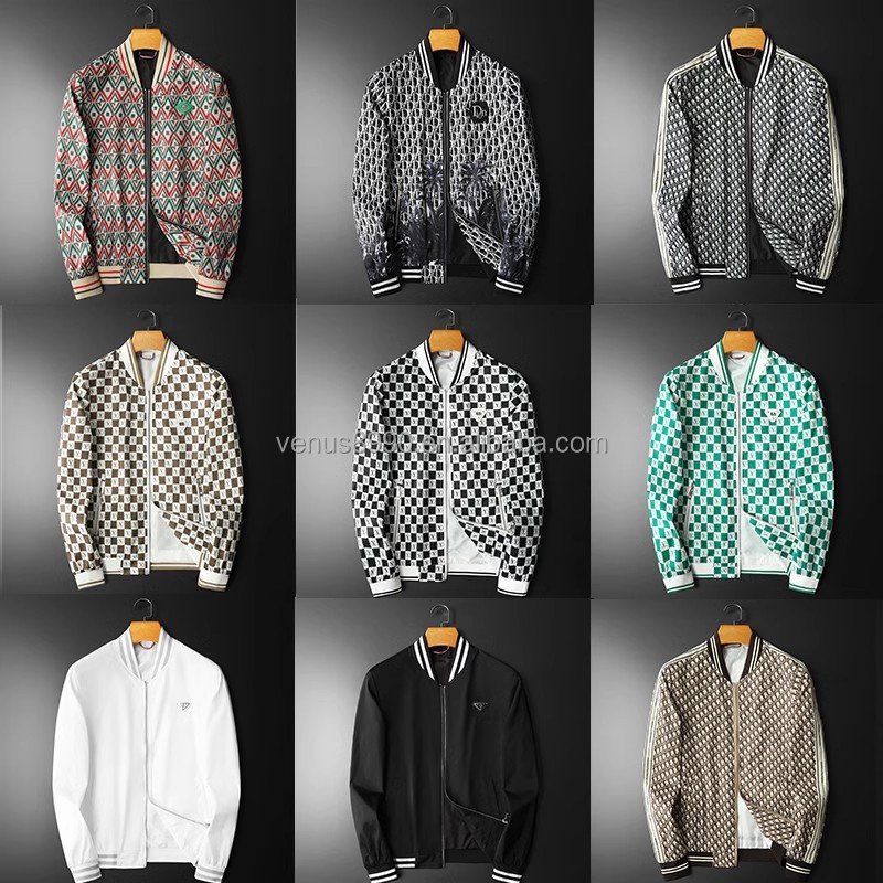 2024 Autumn/winter New Loose Outdoor Men's Jackets Light Luxury Checkered Printed Jackets Wholesale for Men Canvas Fabric Coated