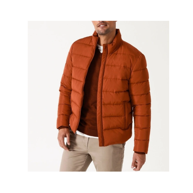 Fashion goose down feather shiny bubble men's puffer jacket