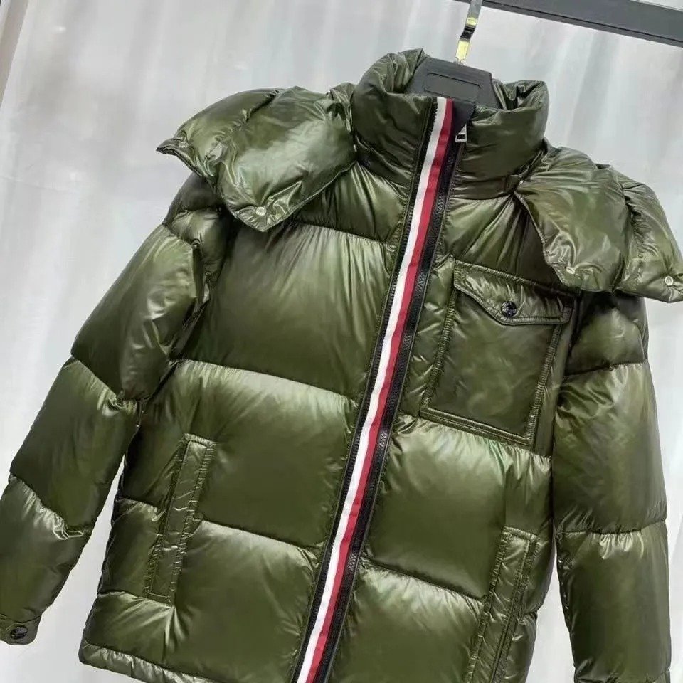  Winter Down Coat Hoodie Puffer Hooded With Letter Printing Webbing Zipper Closure Thickening Men's Jacket