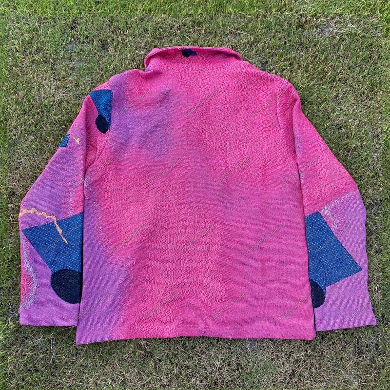 Custom 100 polyester Tapestry Jacket for Men Breathable Cartoon Pattern Pullover with Turn down Collar Plus Size Outdoor Wear